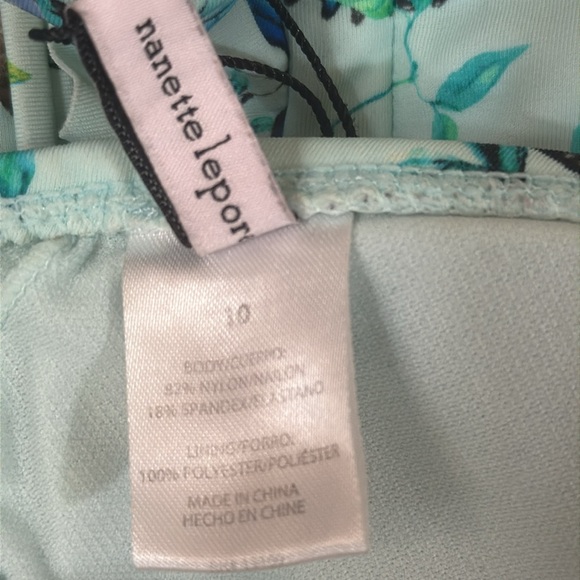 Nanette Lepore Aileen Triangle Bikini Top Green Floral & Butterfly SKU0914 NWOT - Picture 8 of 10